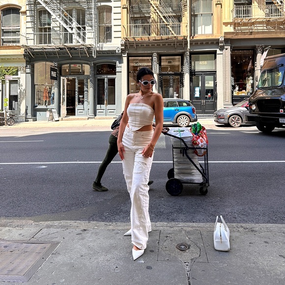 Cargo pants and a corset set. Stretchy denim. Size M. - Picture 2 of 6